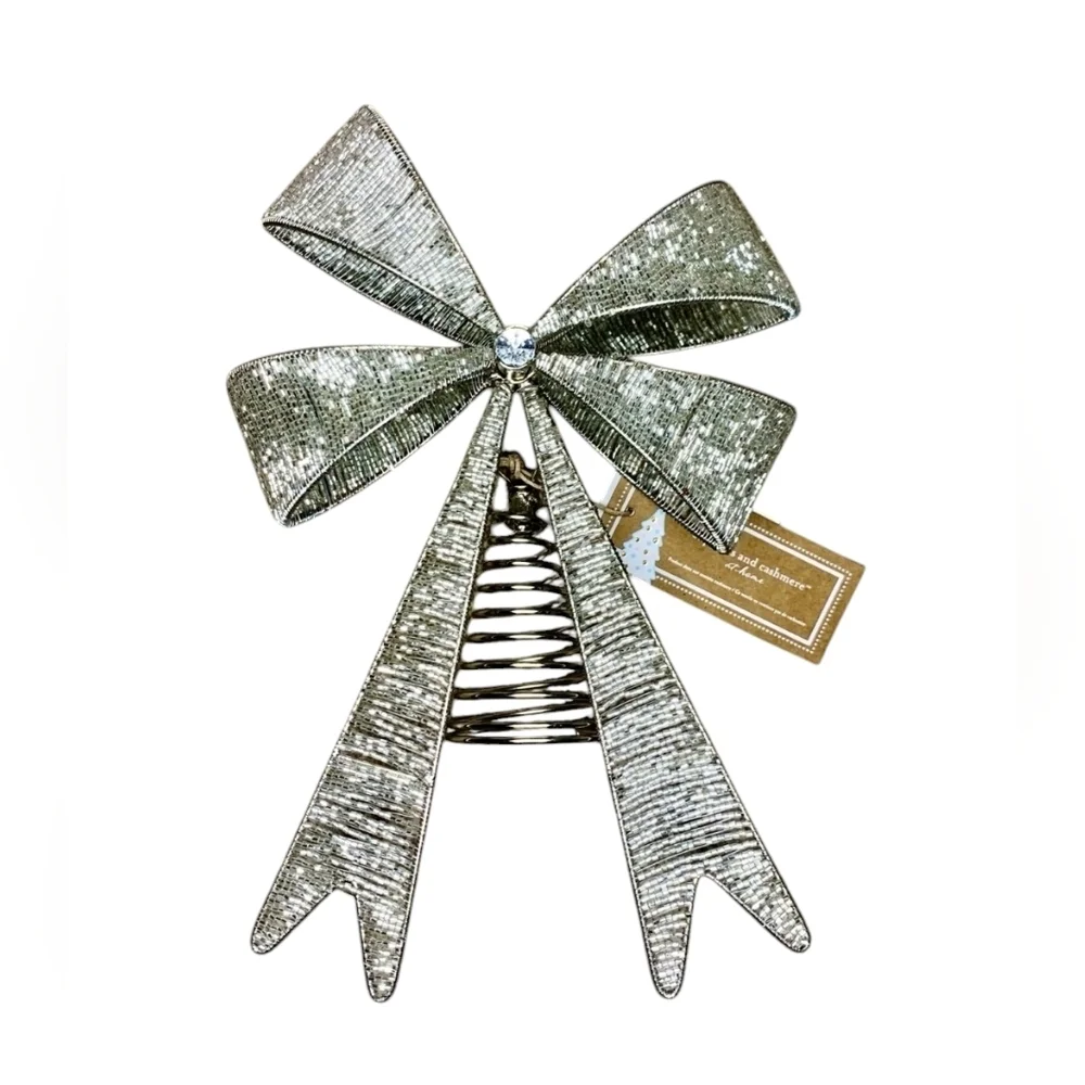 🩶▪️Cupcakes and cashmere ▪️home decor holiday silver Christmas tree topper ✨️